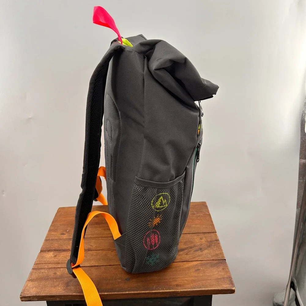 New Balance FLCC Roll Top Backpack Grey Neon Pink Green Orange Laptop Bag